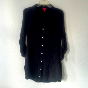 Guess Jeans Black Blouse Dress with Fold Up Sleeves or Long Sleeve Option Medium